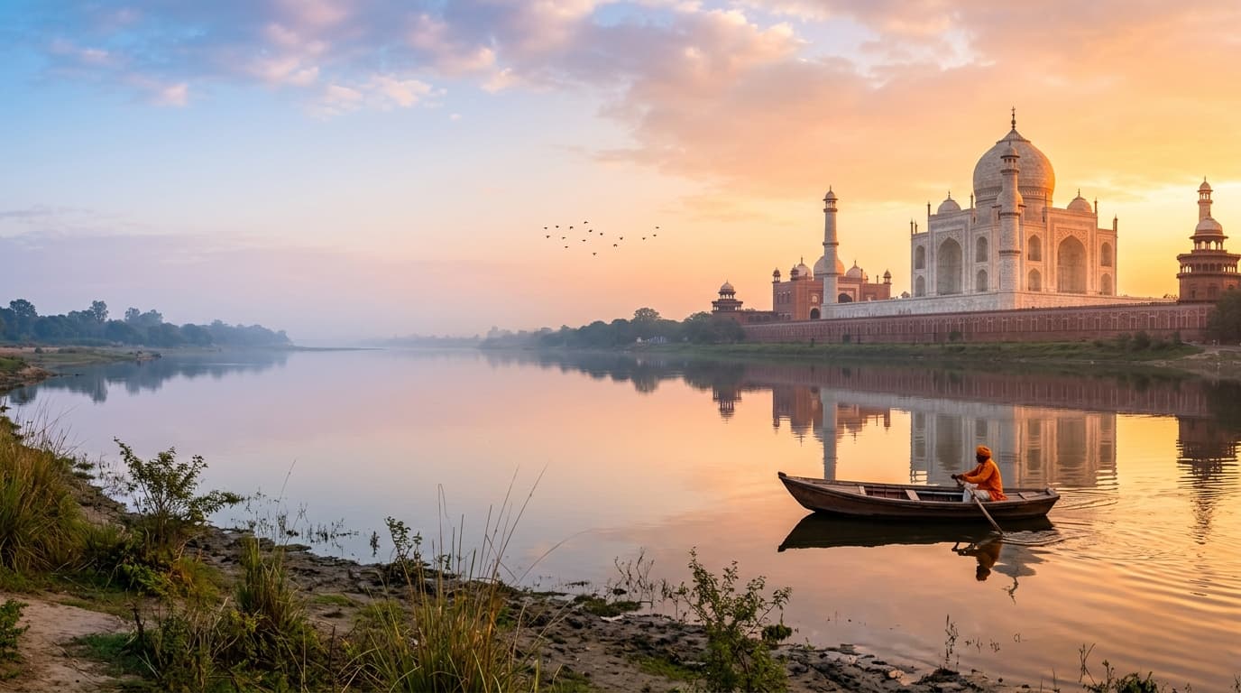 Taj Mahal at sunrise on a private India tour from Delhi